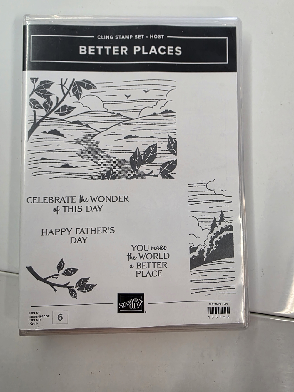 Stampin' Up! Better Places Cling Stamp Set - Black and White Landscape Art